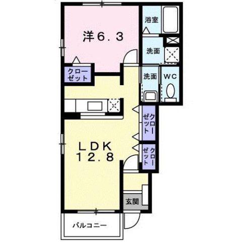 ブランシュールA(1LDK/1階)の間取り写真