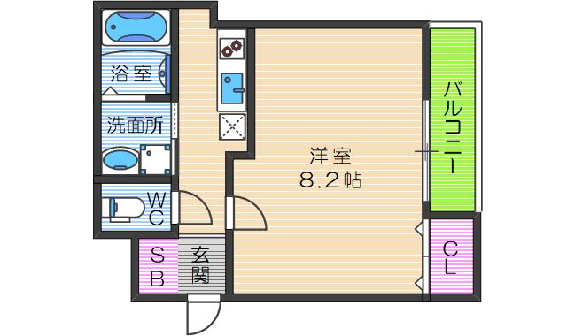 フジパレス南田辺(1K/1階)の間取り写真