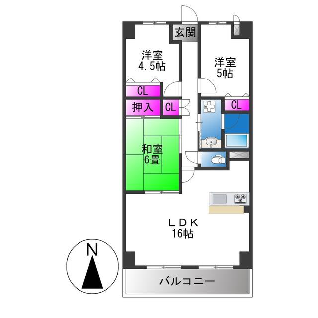 レジェーロ永和(3LDK/2階)の間取り写真