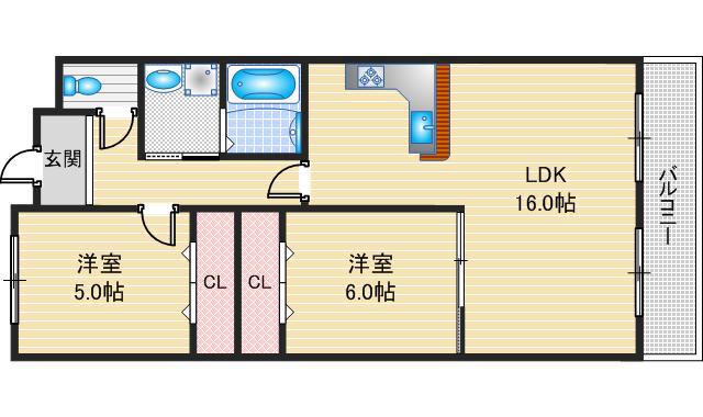パピヨンさわらぎ(2LDK/3階)の間取り写真