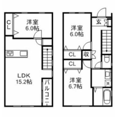 グランシティセイラタウン(3LDK/1階)の間取り写真