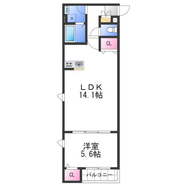 セジュール元町(1LDK/2階)の間取り写真