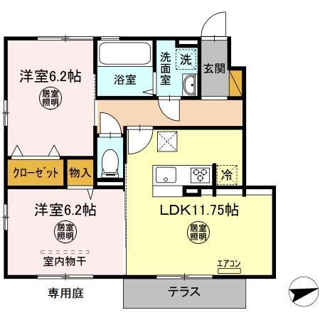 ROUTE297(2LDK/1階)の間取り写真