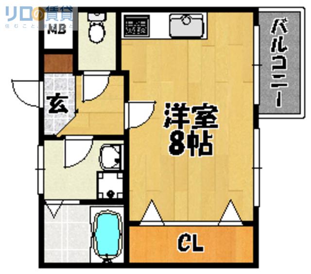 イーズマンションI(ワンルーム/2階)の間取り写真