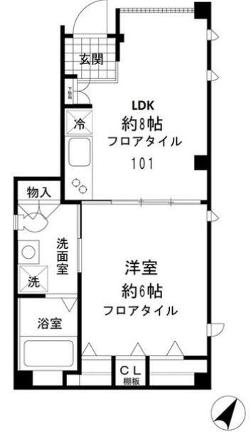 ヴィブレ荻窪(1LDK/1階)の間取り写真