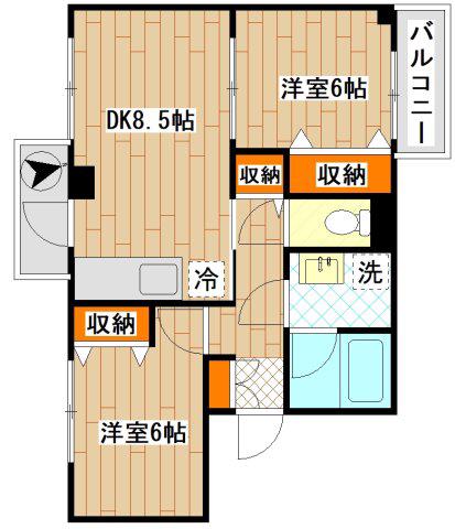 コンフォール川和(2DK/3階)の間取り写真