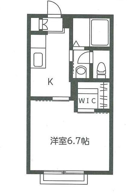 VERDE玉川学園A棟(1K/1階)の間取り写真