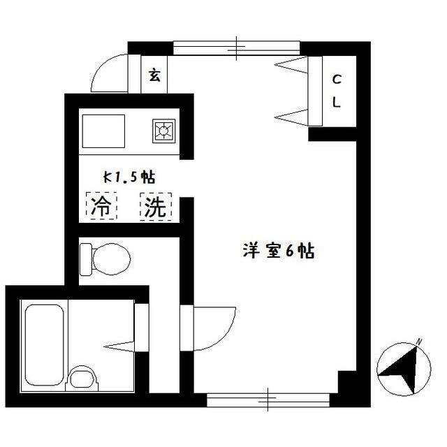 TKマンション(ワンルーム/2階)の間取り写真