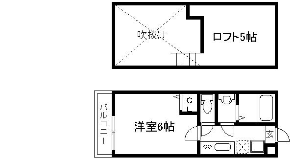 ロフティ京都西陣(1SK/2階)の間取り写真
