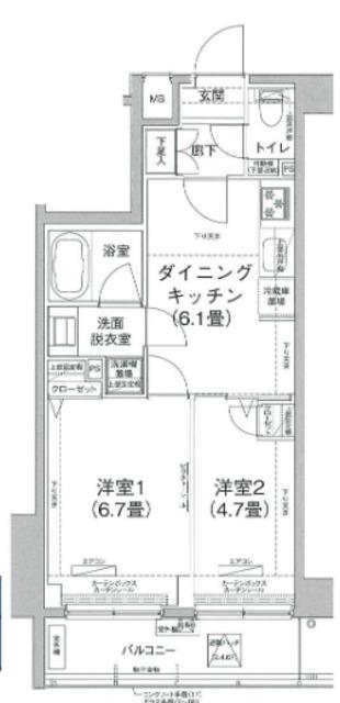 ティモーネプレミアム押上イースト(2DK/6階)の間取り写真