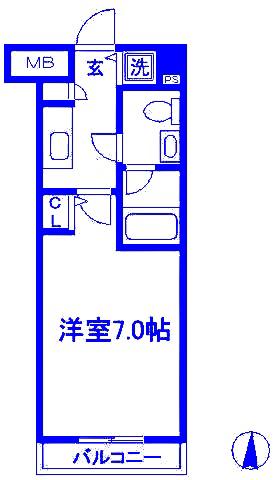 MAJORLAND横濱鶴見(1K/2階)の間取り写真