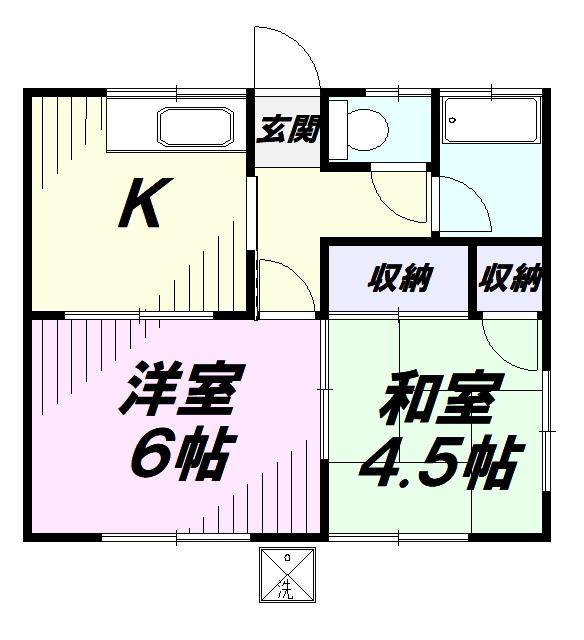 メゾンえのき(2K/1階)の間取り写真