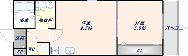 アート長瀬B(1LDK/2階)の間取り写真