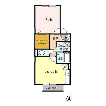 アムール A/B(1LDK/2階)の間取り写真