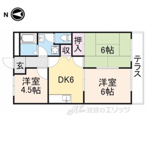 グランドール神宮(3DK/1階)の間取り写真