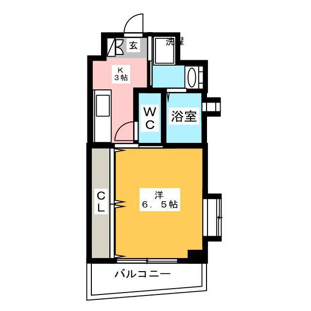コスモス御笠川(1K/4階)の間取り写真