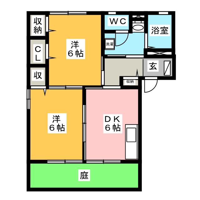 コンフォート貴美 A棟(2DK/1階)の間取り写真