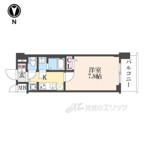ファステート京都洛南エリーゼ(1K/5階)の間取り写真