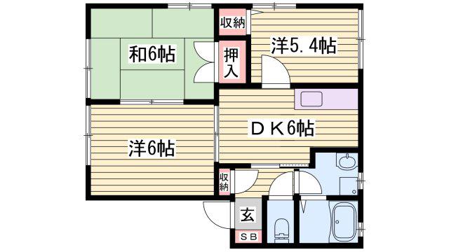 フォレスト浜の宮A棟(3DK/1階)の間取り写真