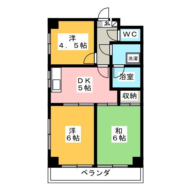 ヒルサイドテラス(3DK/3階)の間取り写真