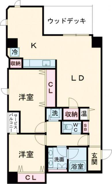新神戸アパートメント(2LDK/11階)の間取り写真