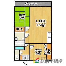 パレけやき弐番館(2LDK/2階)の間取り写真