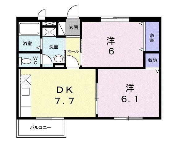 ルミエール(2DK/1階)の間取り写真