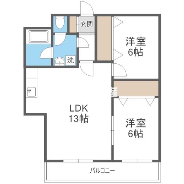 ルーセント白木原(2LDK/4階)の間取り写真