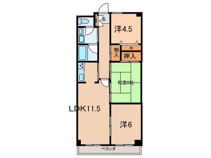 サントールI(3LDK/3階)の間取り写真