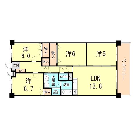 グランドパレス上須磨(4LDK/5階)の間取り写真