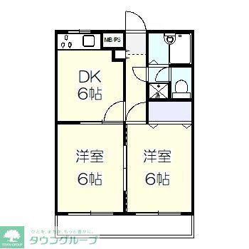 ライオンズマンション平塚第6(2DK/2階)の間取り写真