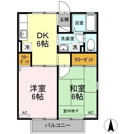 メゾン西林(2DK/2階)の間取り写真