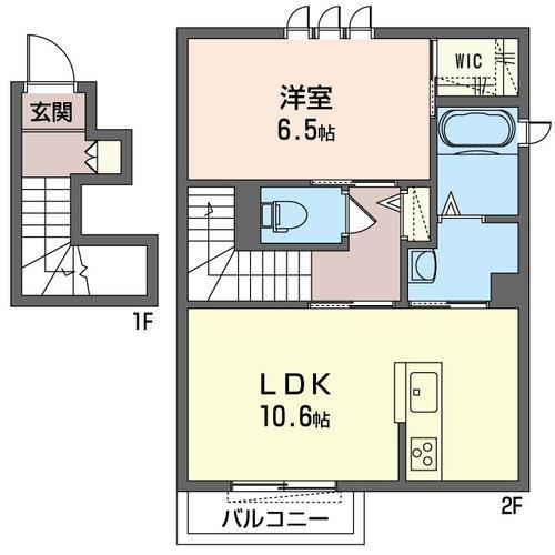 グランフェリス(1LDK/2階)の間取り写真