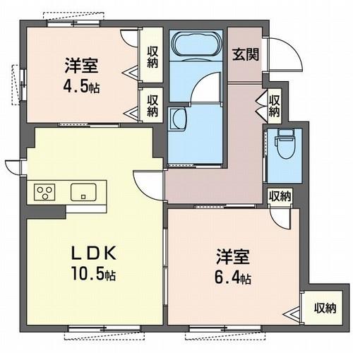 エスポワールI(2LDK/1階)の間取り写真