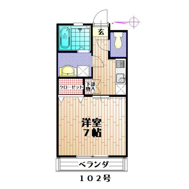 ラフィーネ(1K/1階)の間取り写真