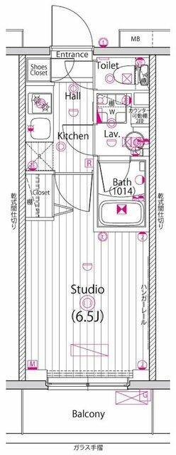 グランドガーラ横浜(1K/8階)の間取り写真