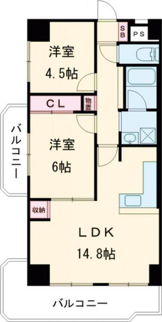 サンハイツ大和第1(2LDK/7階)の間取り写真