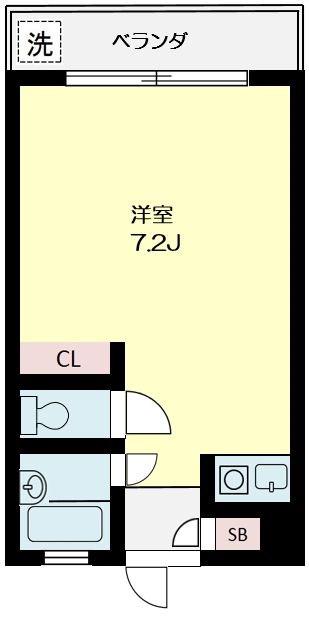 フラット秀(ワンルーム/3階)の間取り写真
