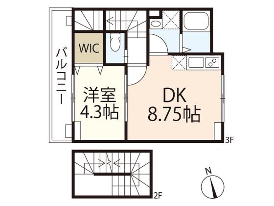 ロイヤルヴィラ皆実町B棟(1LDK/3階)の間取り写真