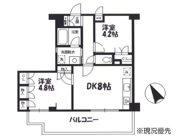 ロイヤルパレス新横浜北プレステージ(2DK/2階)の間取り写真