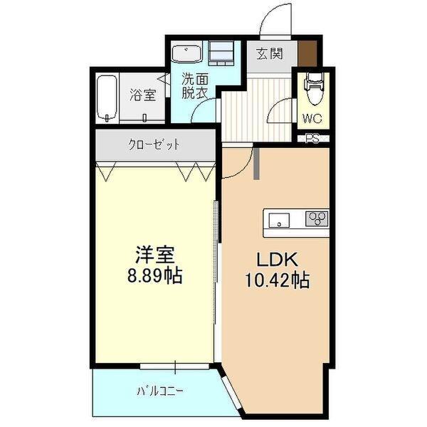 グランパセオ元今泉(1LDK/1階)の間取り写真