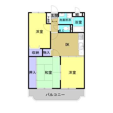 グレイスコート大浜(3DK/3階)の間取り写真