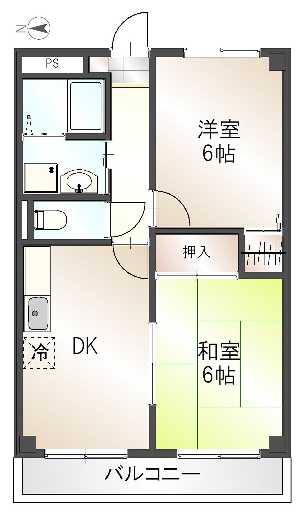 サンリッチ狭山ヶ丘(2DK/3階)の間取り写真