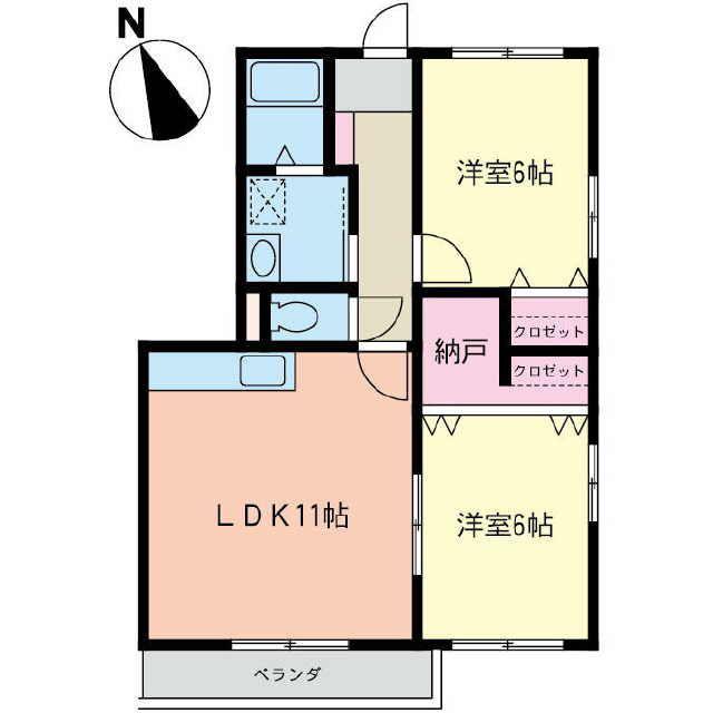 リトル・ウッド弐番館(2SLDK/1階)の間取り写真