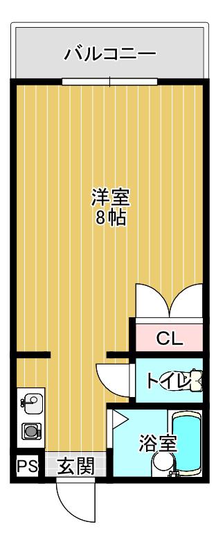 ユニテック健軍(1K/1階)の間取り写真