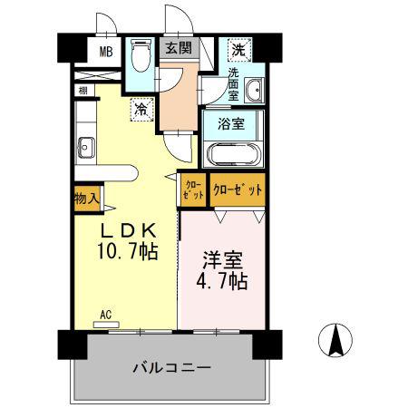 カンフォーラ松原(1LDK/5階)の間取り写真