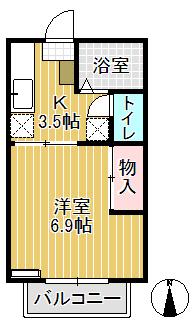 ラ・ビュー壱番館(1K/2階)の間取り写真