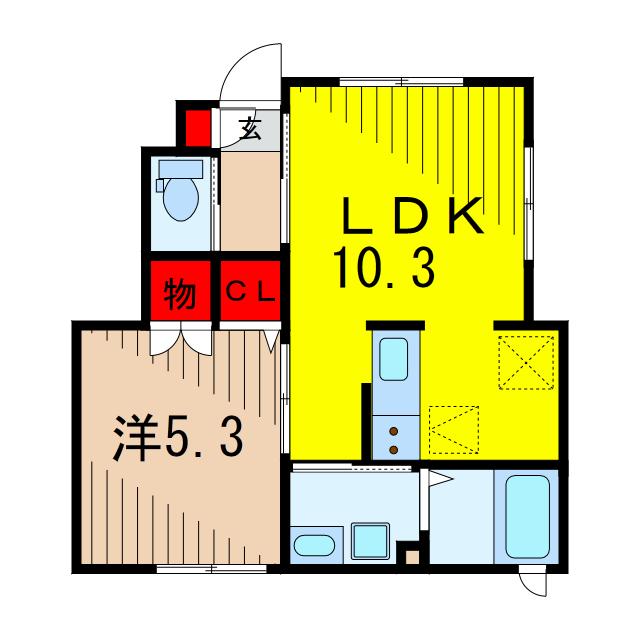 カーサグラナード(1LDK/1階)の間取り写真