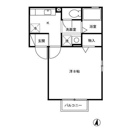 シャトレーライフ(1K/1階)の間取り写真