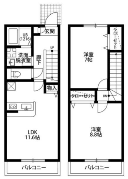アムール鈴木(2LDK/1階)の間取り写真